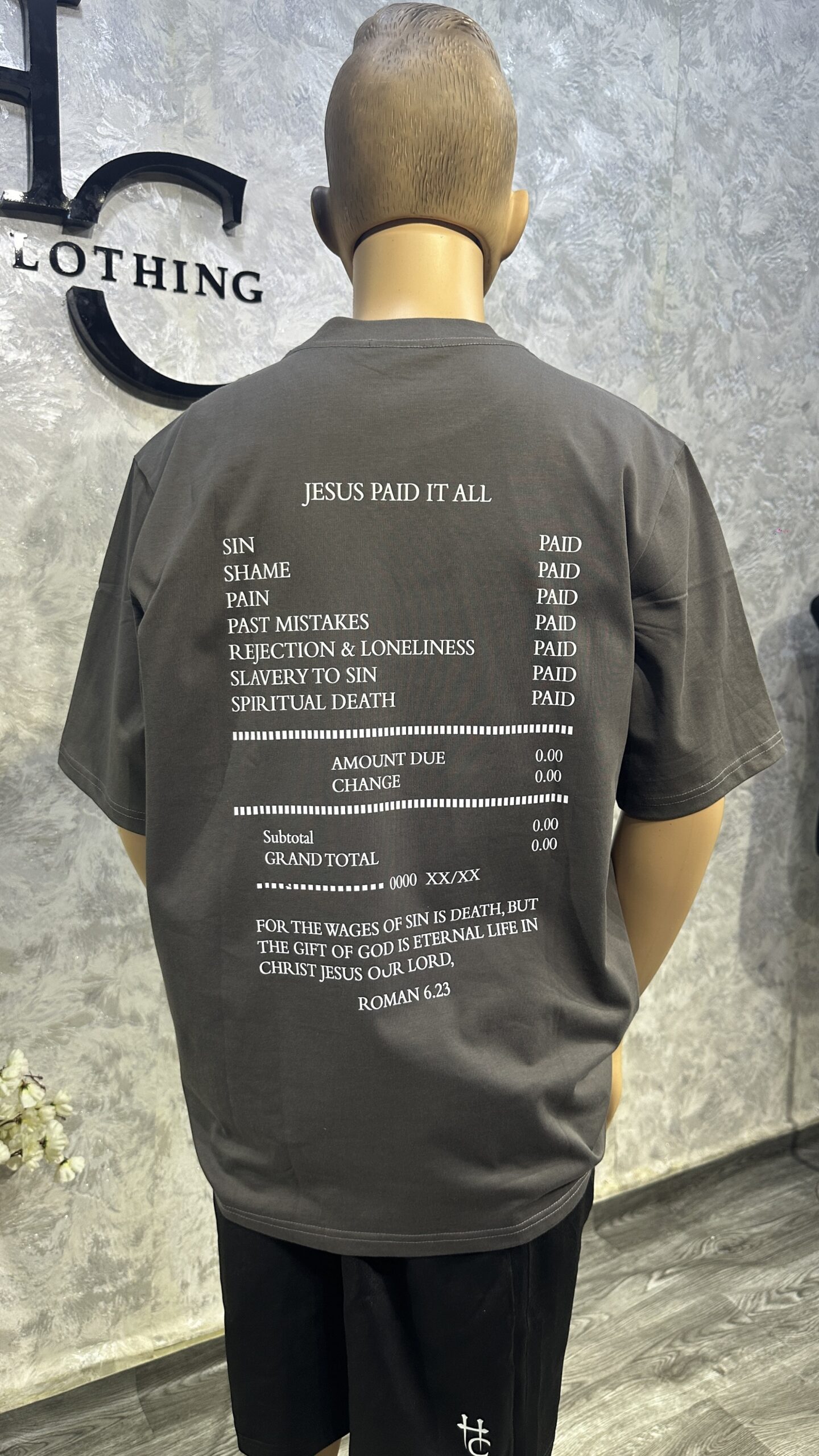 “Jesus Paid It All” Faith Tee – Minimalist Christian Streetwear by Hefé Clothing - Image 2