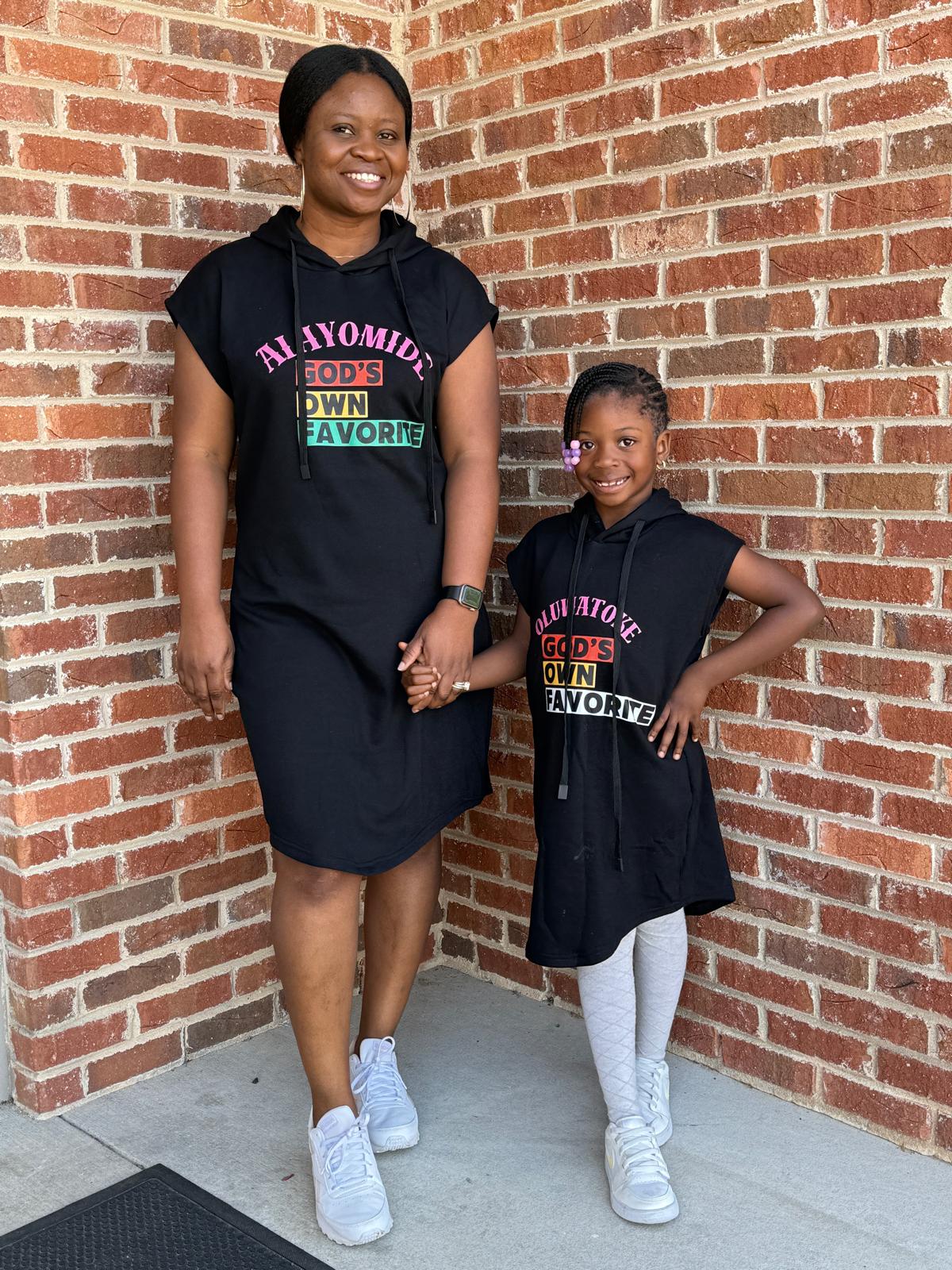 Mother and Daughter Matching Hoodie Dress – God’s Own Favorite